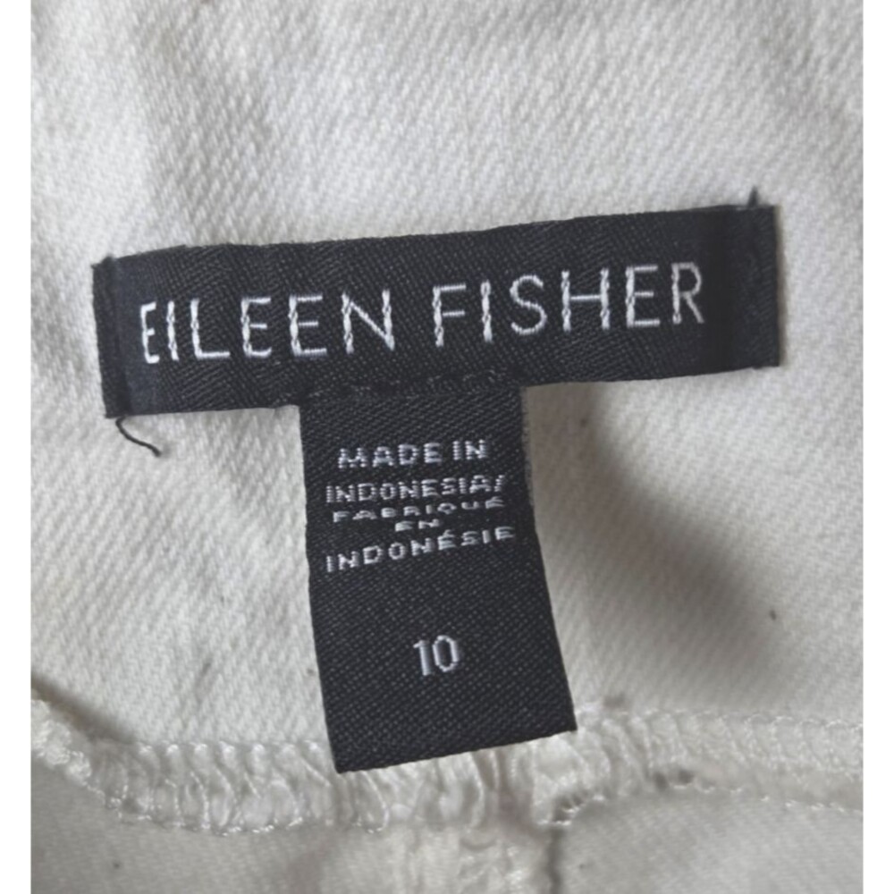 Eileen Fisher Women's 10 Organic Cotton Stretch Straight Leg Ankle Pants Ivory - Picture 8 of 10